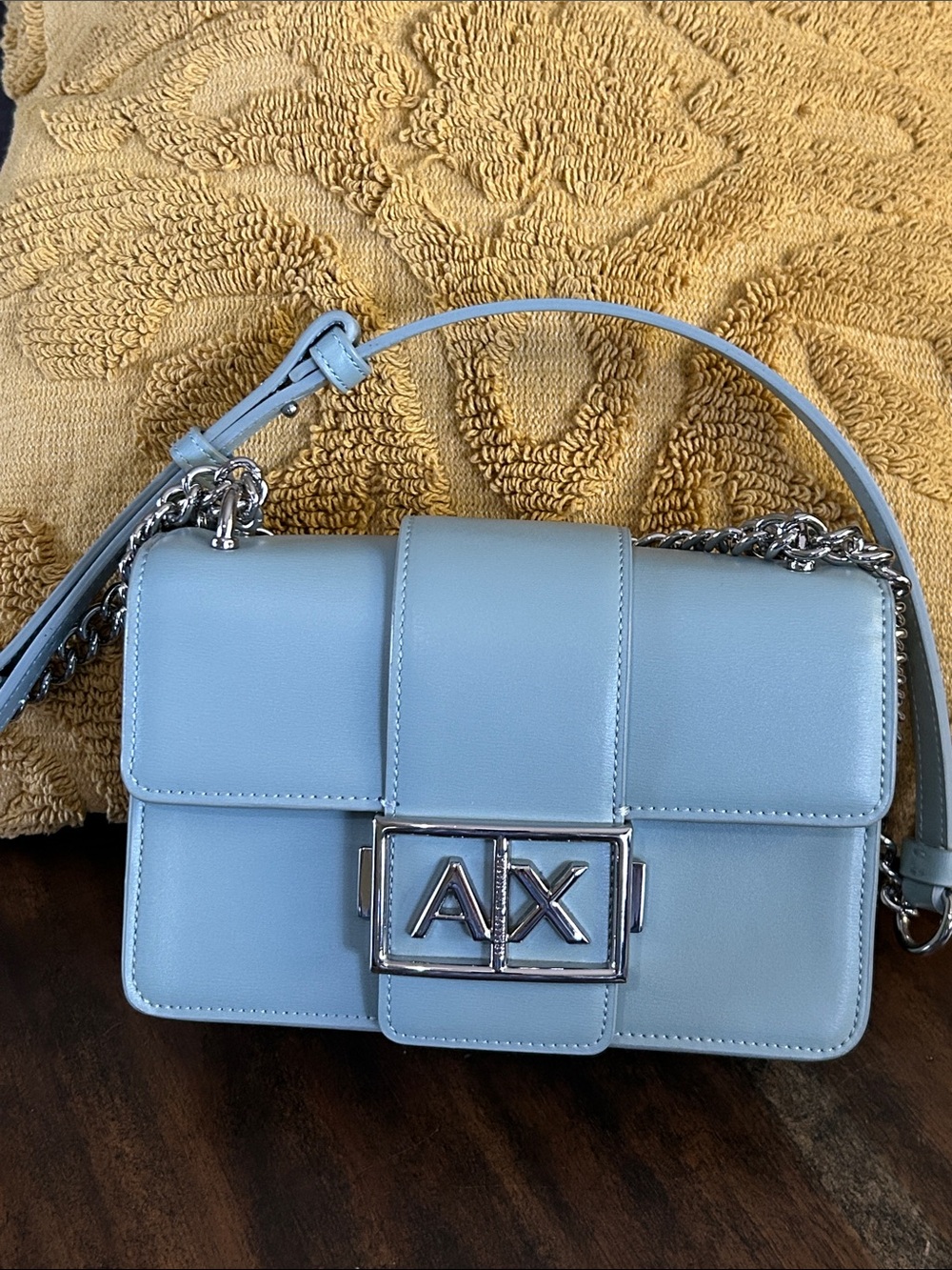 A/X Armani Exchange Mint Blue Leather Crossbody Bag